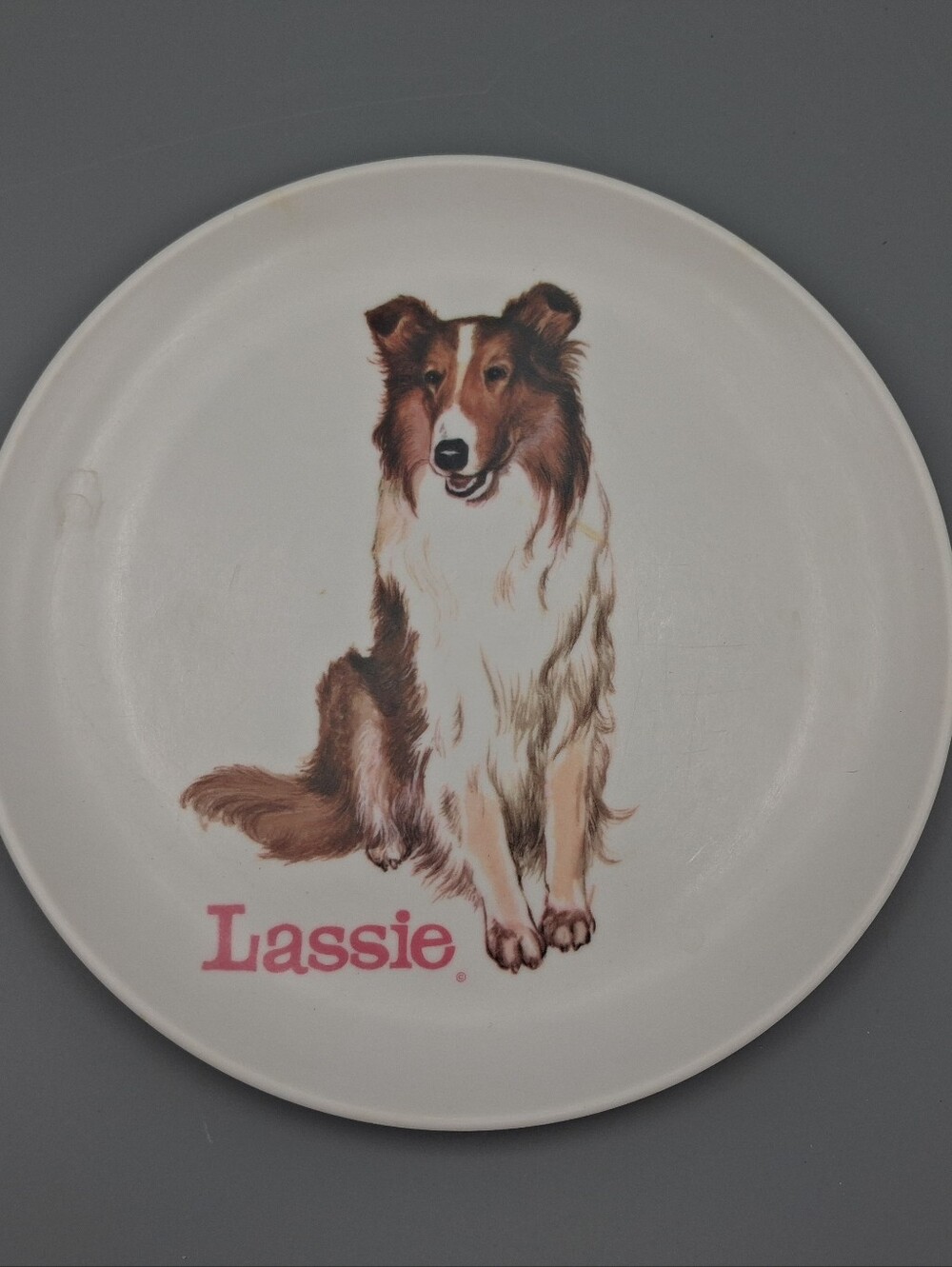 Vintage Lassie Melmac Melamine Plastic 8 in Children's Plate 1960s TV Character